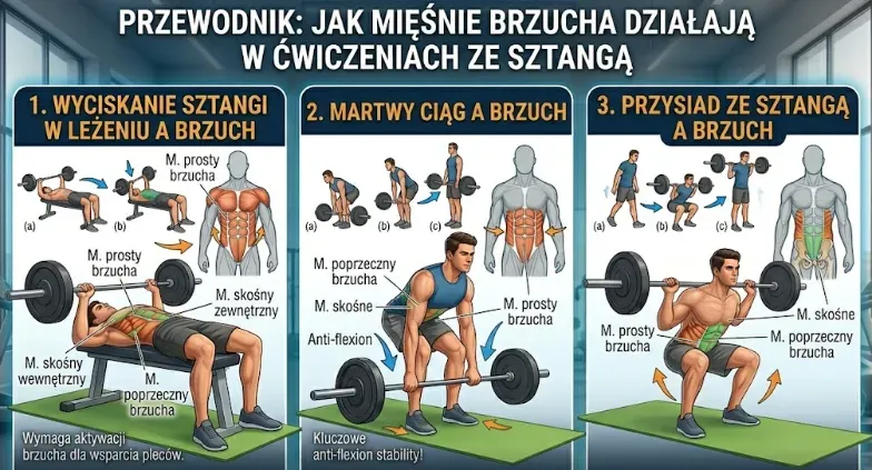 ćwiczenia na brzuch ze sztangą
